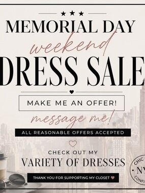 Memorial Day Weekend Dress Sale Poster - Soft Pink & Cream